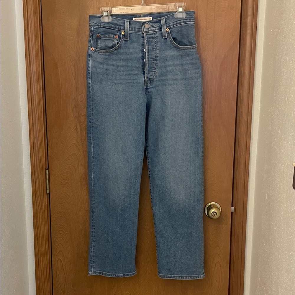 Levi's Ribcage Straight Ankle Blue Denim Jeans, W27L27